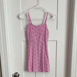 Pink Floral Spaghetti Strap Dress